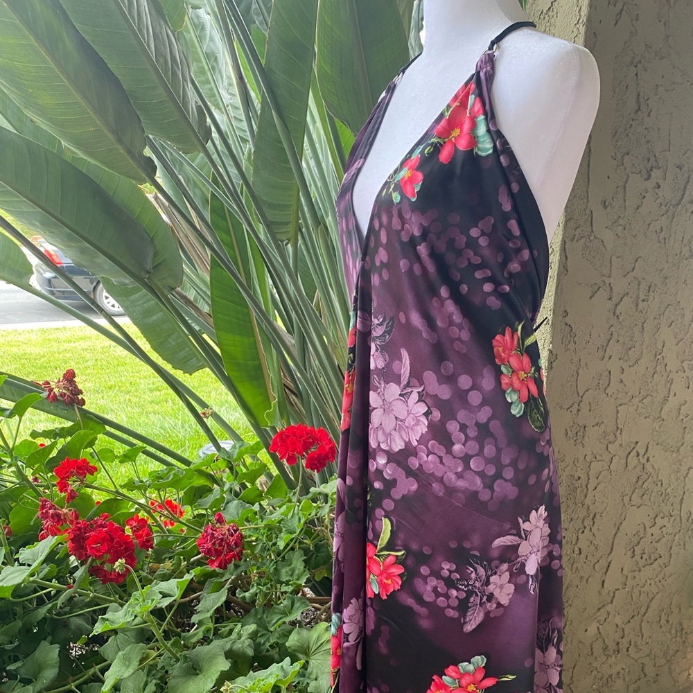 Purple Floral Satin Nightgown